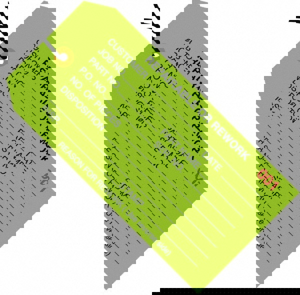 Blank Tag: 4-3/4'' High, Green, Synthetic Paper